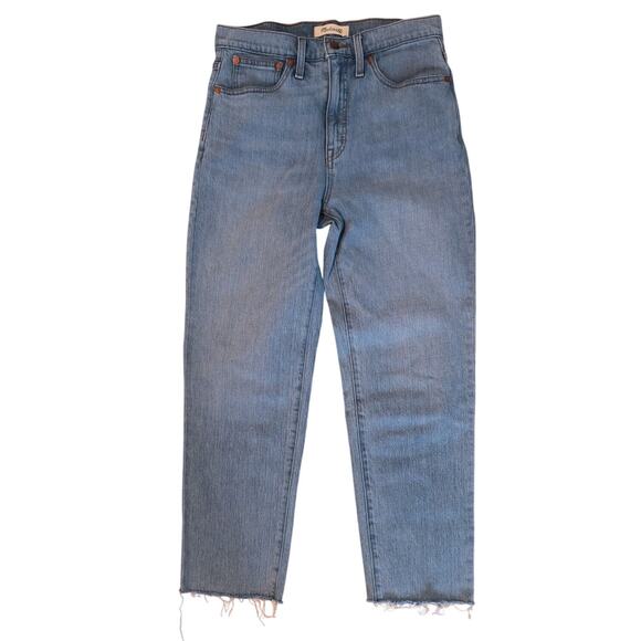 Madewell Classic Straight Jean Women's Sz 27 Straight Frayed Hem 5 Hi Rise - Picture 1 of 15